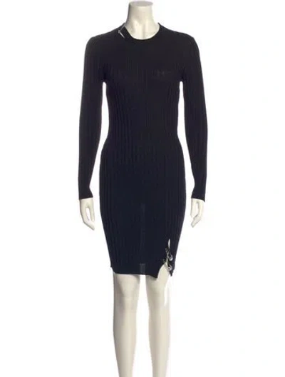Pre-owned Versace Crew Neck Mini Dress In Blue