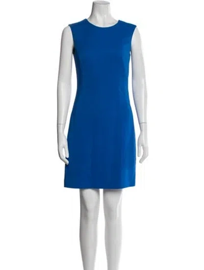 Pre-owned Versace Crew Neck Mini Dress In Blue