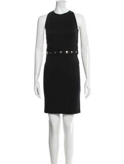 Pre-owned Versace Crew Neck Mini Dress In Blue