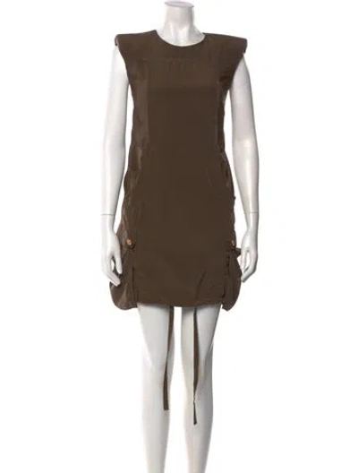 Pre-owned Versace Crew Neck Mini Dress In Brown
