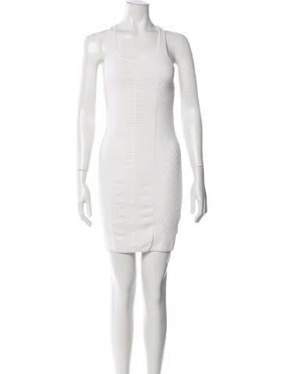 Pre-owned Versace Crew Neck Mini Dress In Neutrals
