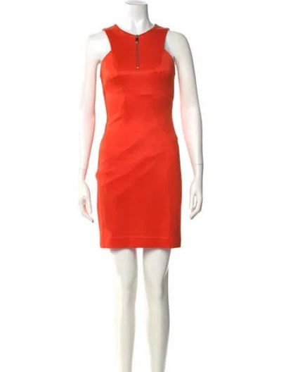 Pre-owned Versace Crew Neck Mini Dress In Orange