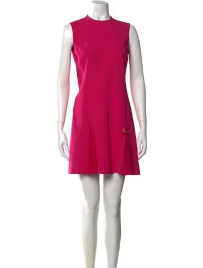 Pre-owned Versace Crew Neck Mini Dress In Pink