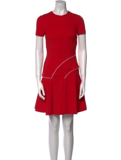 Pre-owned Versace Crew Neck Mini Dress In Red