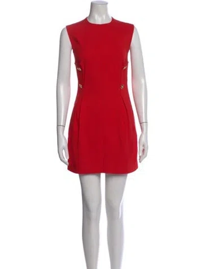 Pre-owned Versace Crew Neck Mini Dress In Red