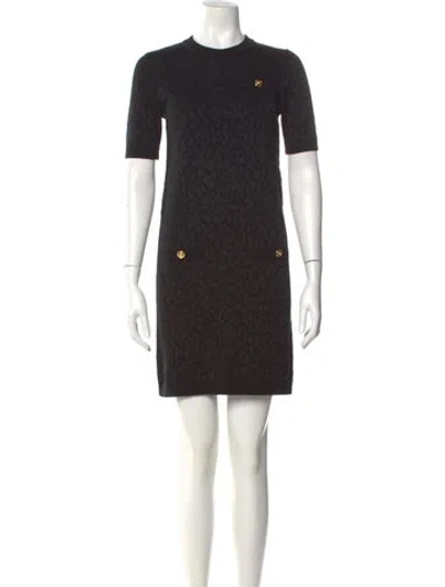 Pre-owned Versace Crew Neck Mini Dress W/ Tags In Black