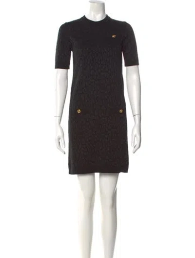 Pre-owned Versace Crew Neck Mini Dress W/ Tags In Black