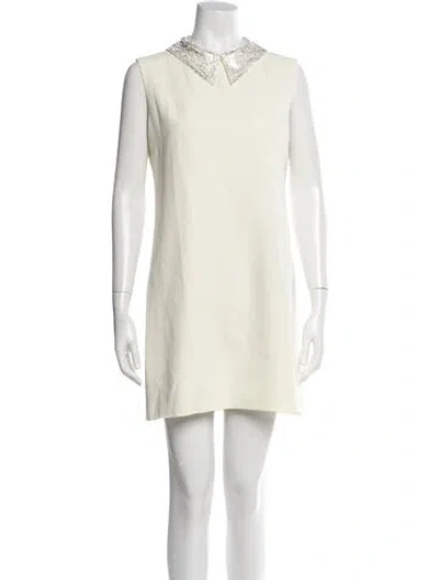 Pre-owned Versace Crew Neck Mini Dress W/ Tags In Neutral