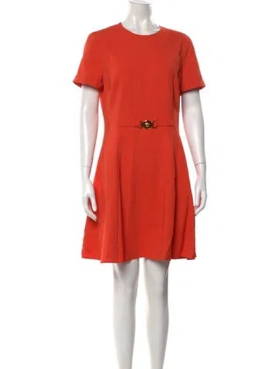 Pre-owned Versace Crew Neck Mini Dress W/ Tags In Orange