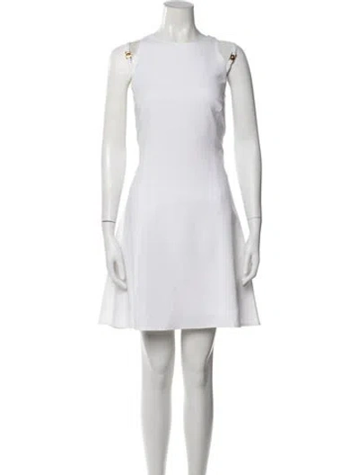 Pre-owned Versace Crew Neck Mini Dress In White