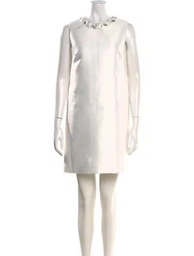 Pre-owned Versace Crew Neck Mini Dress In White