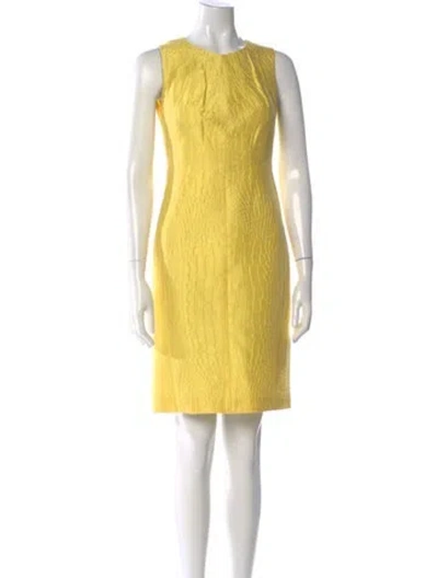 Pre-owned Versace Crew Neck Mini Dress In Yellow
