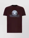 Versace Crew Neck Short Sleeve Cotton T-shirt In Burgundy