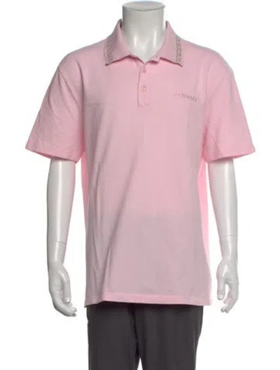 Pre-owned Versace Crew Neck Short Sleeve Polo Shirt In Pink