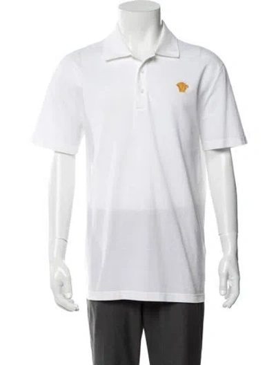 Pre-owned Versace Crew Neck Short Sleeve Polo Shirt In White