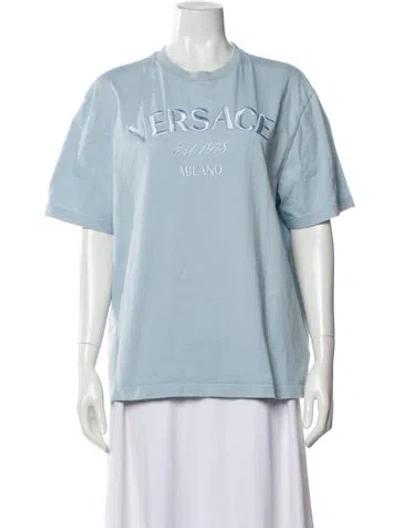 Pre-owned Versace Crew Neck Short Sleeve T-shirt In Blue