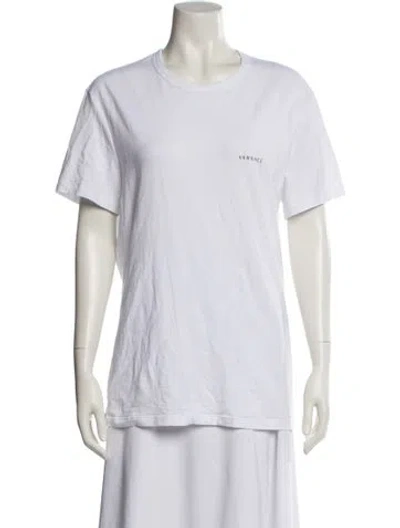 Pre-owned Versace Crew Neck Short Sleeve T-shirt In White