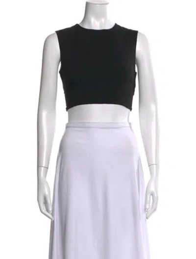 Pre-owned Versace Crew Neck Sleeveless Crop Top In Black