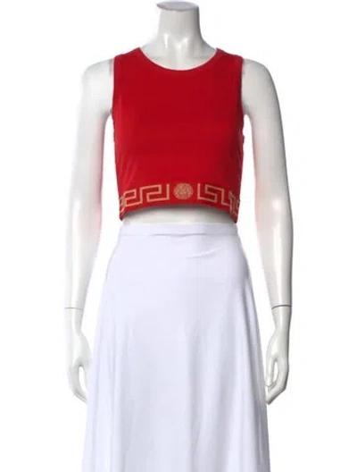 Pre-owned Versace Crew Neck Sleeveless Crop Top W/ Tags In Pink