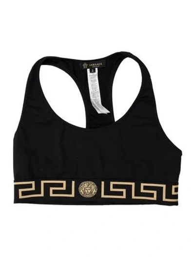 Pre-owned Versace Crew Neck Sleeveless Sports Bra In Black