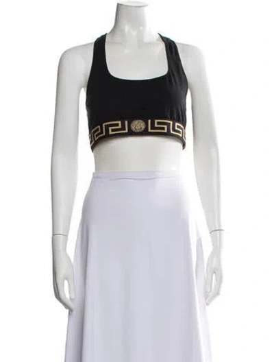 Pre-owned Versace Crew Neck Sleeveless Sports Bra In Black