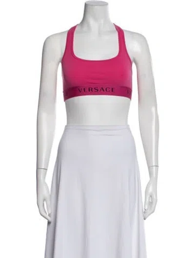 Pre-owned Versace Crew Neck Sleeveless Sports Bra In Pink