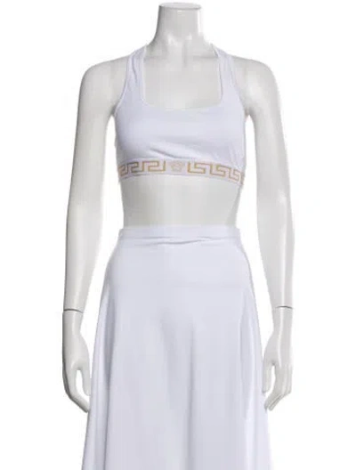 Pre-owned Versace Crew Neck Sleeveless Sports Bra In White