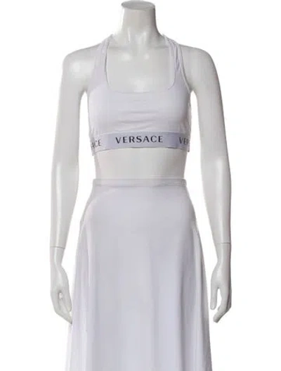 Pre-owned Versace Crew Neck Sleeveless Sports Bra In White