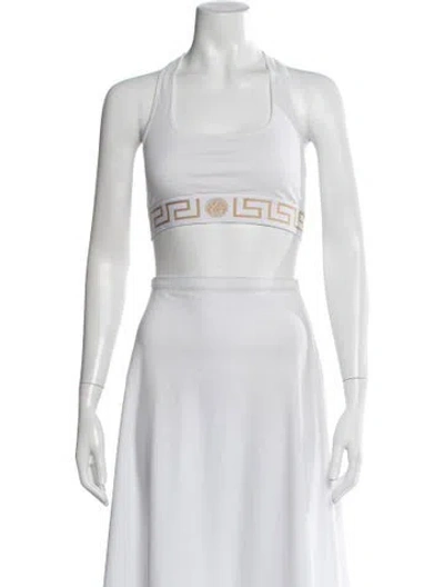 Pre-owned Versace Crew Neck Sleeveless Sports Bra In White