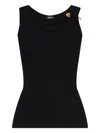 Versace Safety Pin Ribbed Tank Top In Burgundy