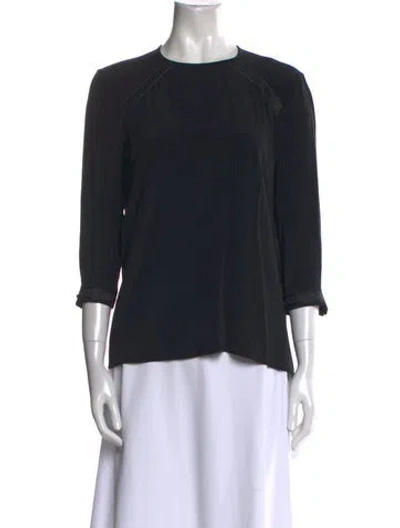 Pre-owned Versace Crew Neck Three-quarter Sleeve Top In Black