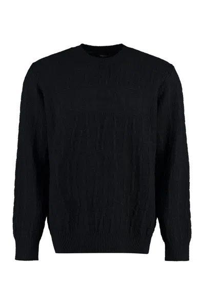 Versace Crew-neck Wool Sweater In Black