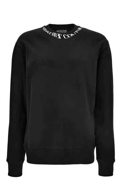 Versace Crewneck Logo Sweatshirt In Black