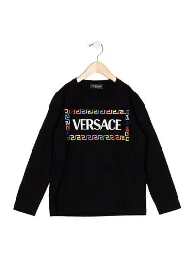 Pre-owned Versace Kids' Crewneck Long Sleeve Graphic T-shirt In Black