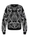 Versace Baroque Crew Neck Sweaters In Negro