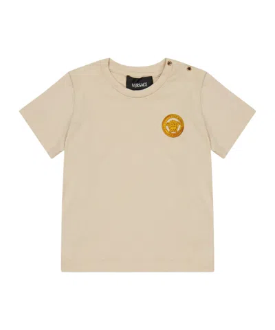 Versace Crewneck Shortsleeve Tshirt In Brown
