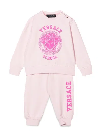 Versace Babies' Crewneck Sweatshirt + Joggers Suit In Pink