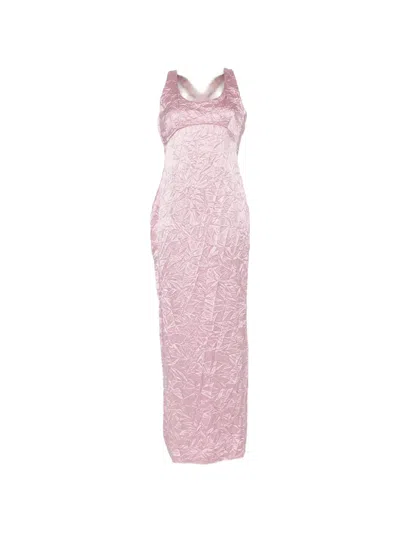 Versace Crinkled Buckle-straps Gown In Pink