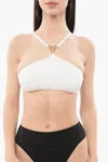 Versace Criss-cross Bikini Top With Medusa Logo In White