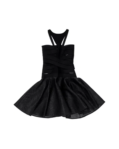 Versace Crisscross Cocktail Dress In Black Cotton