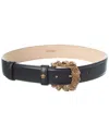 Versace Croc-embossed Leather Belt In Black