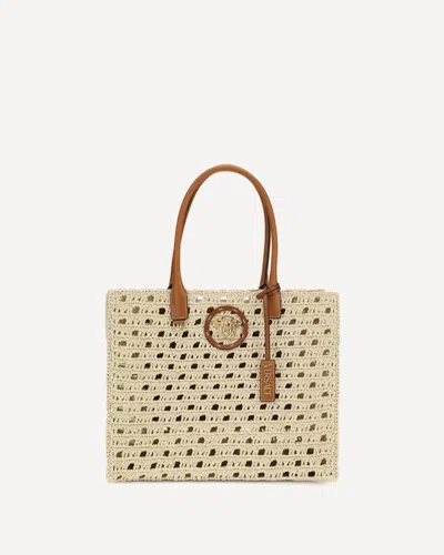 Versace Crochet Tote Bag In Sand