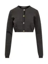 Versace Crocodile-effect Cardigan In Black
