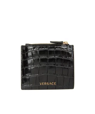 Versace Crocodile-effect Leather Wallet