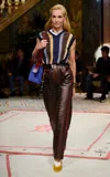 Versace Crocodile-effect Plonge Nappa-leather Straight-leg Pants In Brown