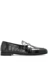 Versace Crocodile-embossed Chain-detail Loafers In Black