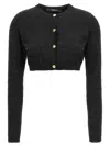 Versace Crocodile Jacquard Knit Cardigan With Gold Buttons In Black