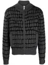 Versace Intarsia-knit Zip-front Sweatshirt In Grey