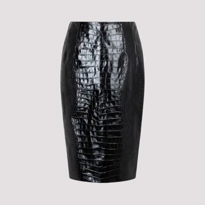 VERSACE CROCODILE PRINT LEATHER SKIRT