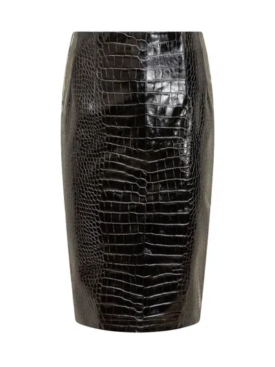 Versace Crocodile Skirt In Black